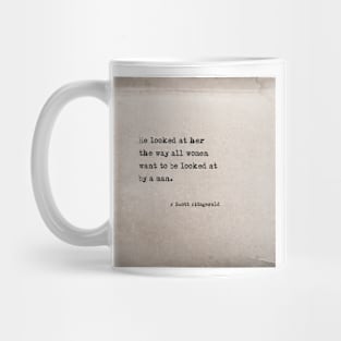 He looked at her - Fitzgerald in antique book Mug